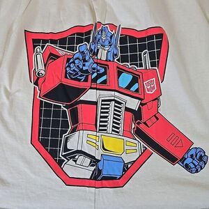 Transformers Shirt Mens 3XL Cream Optimus Prime‎ V Megatron Cartoon 80's Pop